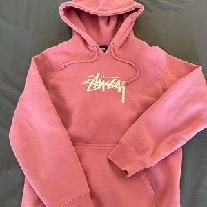 Stussy Logo Hoodie Pink Rose Women Size XS